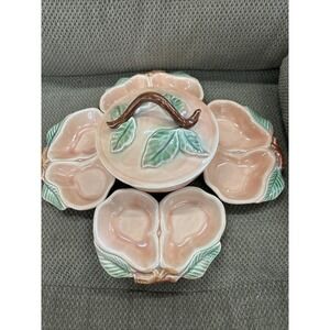 Vintage Belmar of California Pottery Pear Bowls Snack Set Peach‎ Color 320 READ